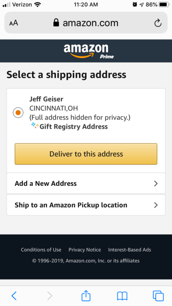 Amazon Gift Registry Address